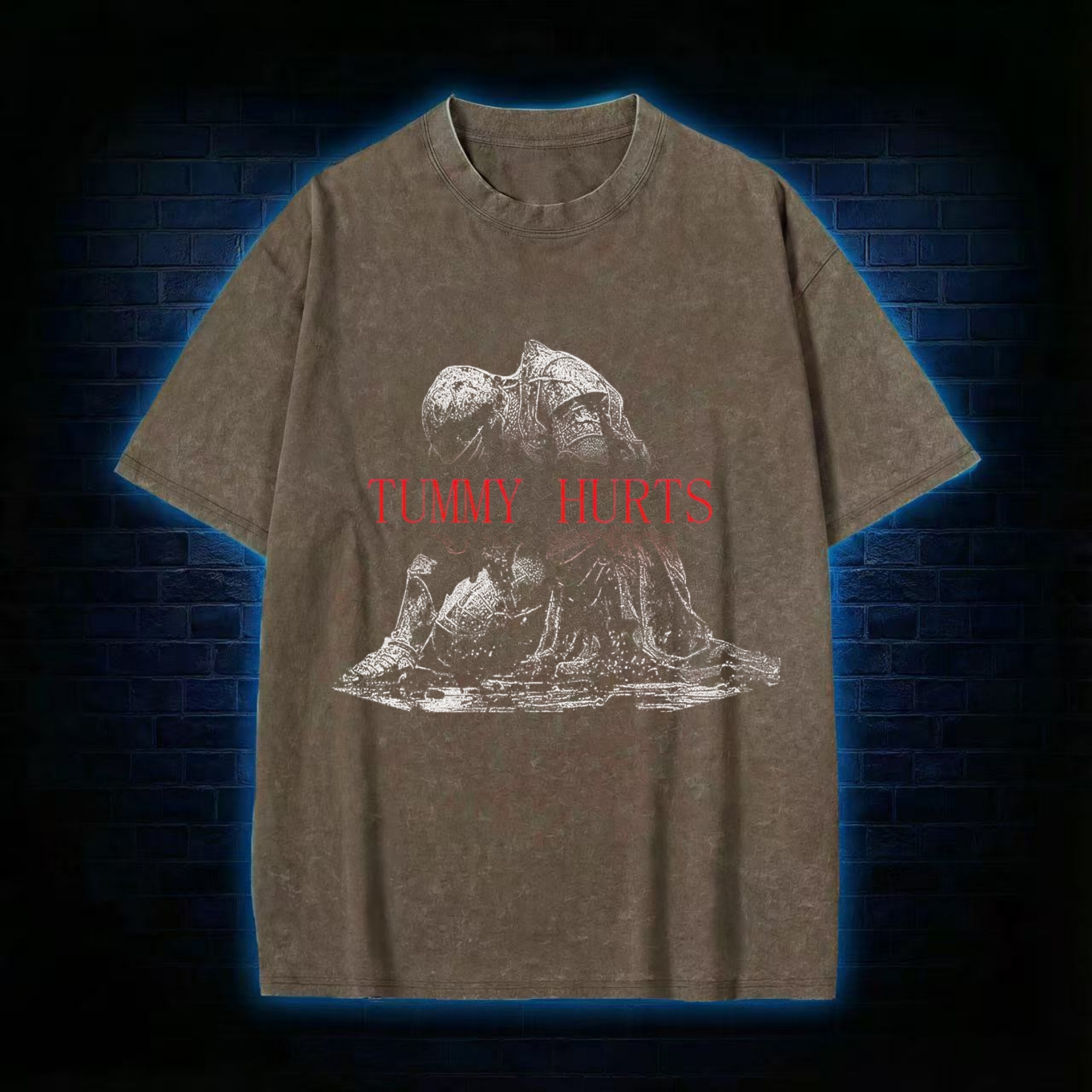 Retro Tummy Hurts Washed T-shirt