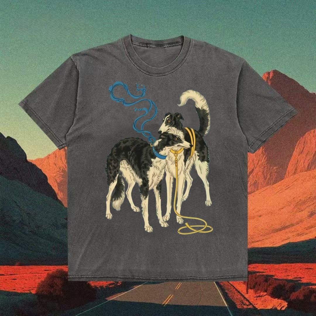 Border Collie Duo Psychedelic Art T-shirt