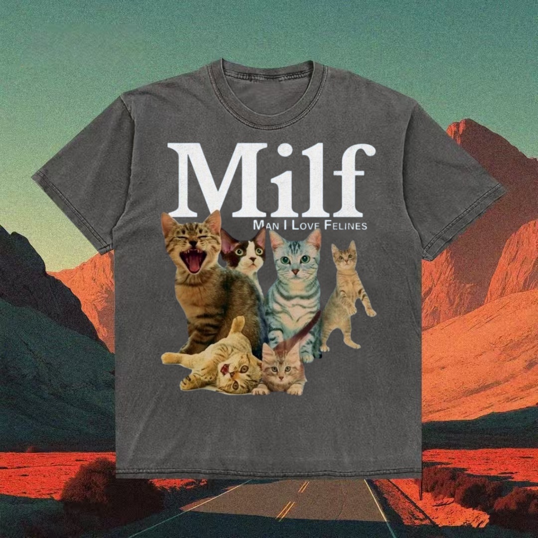 "MILF: Man I Love Felines" Cat Collage T-shirt