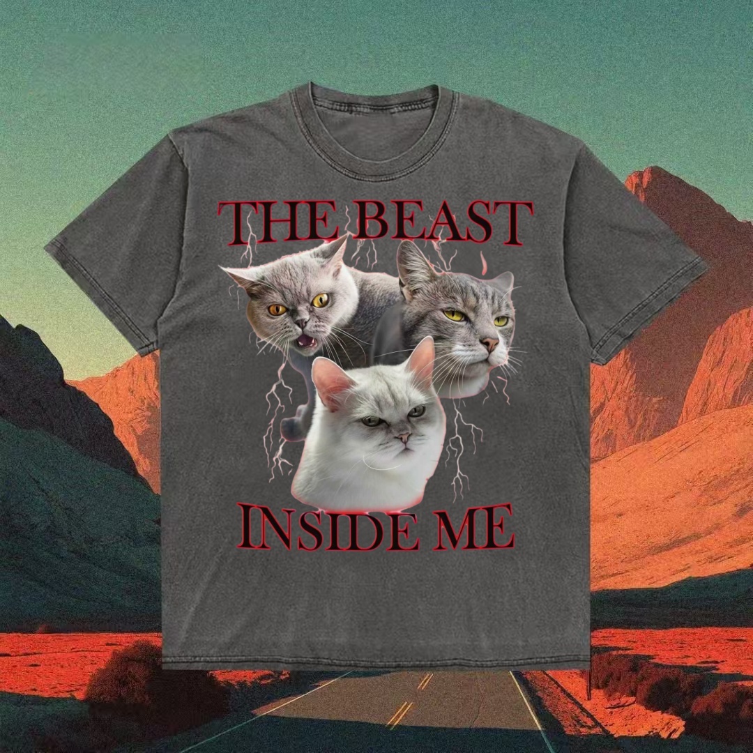 "The Beast Inside Me" Three Cats Meme T-shirt
