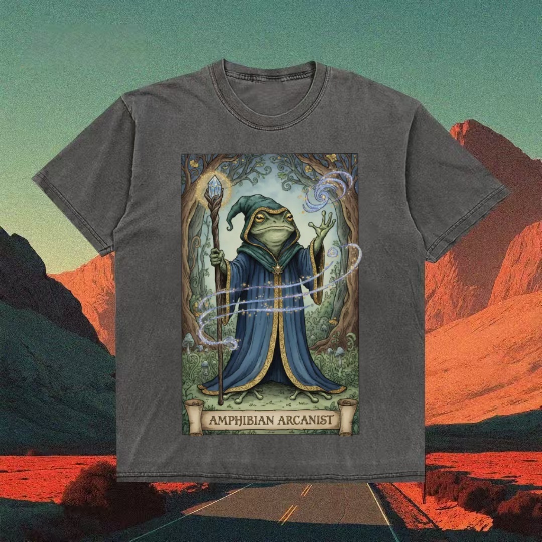 "Amphibian Arcanist" Frog Wizard Tarot T-shirt