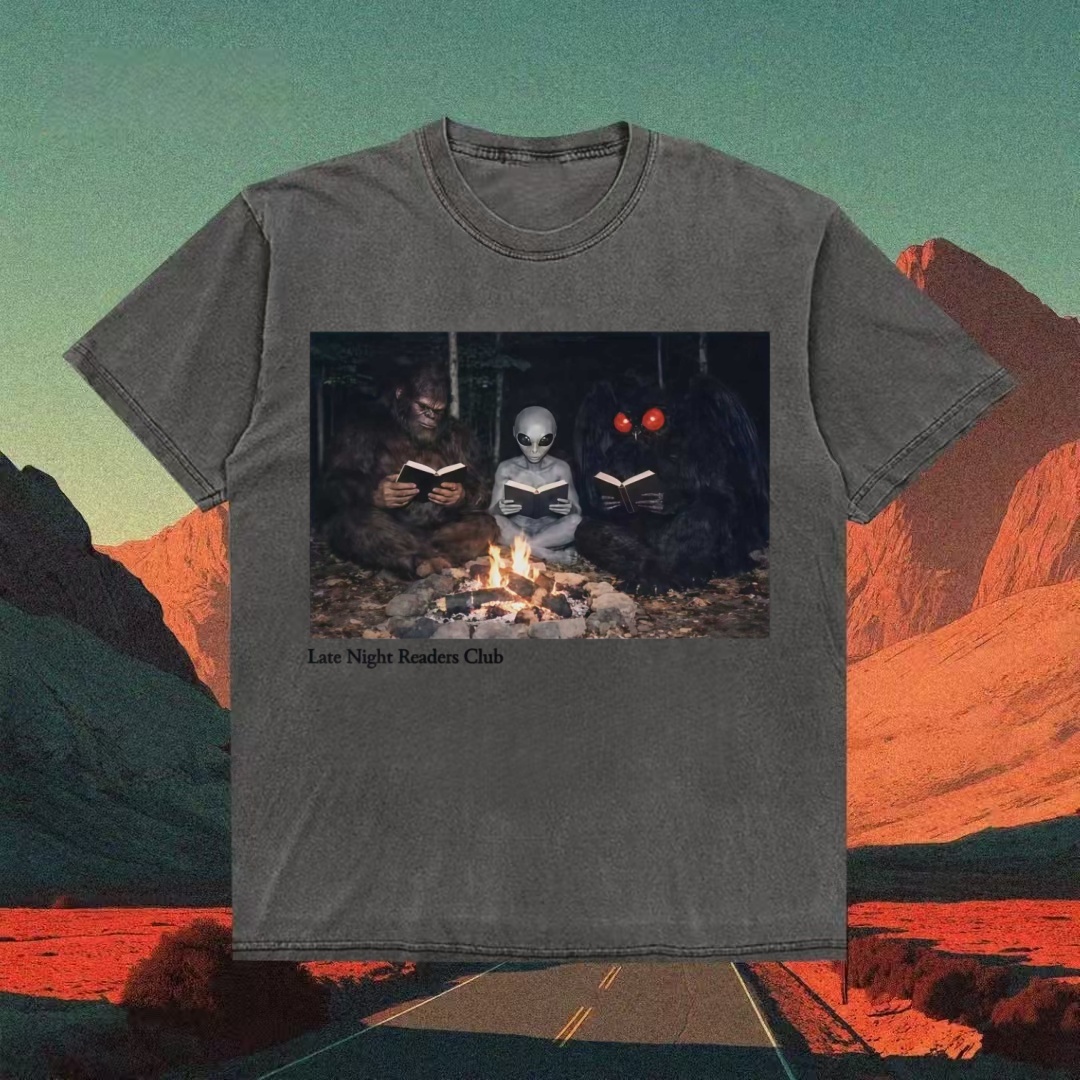 "Late Night Readers Club" Cryptid Campfire T-shirt