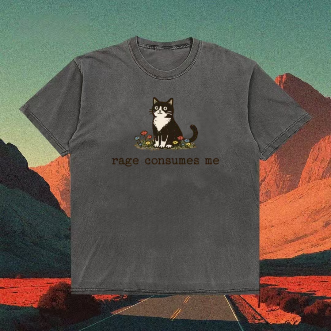 "Rage Consumes Me" Tuxedo Cat T-shirt