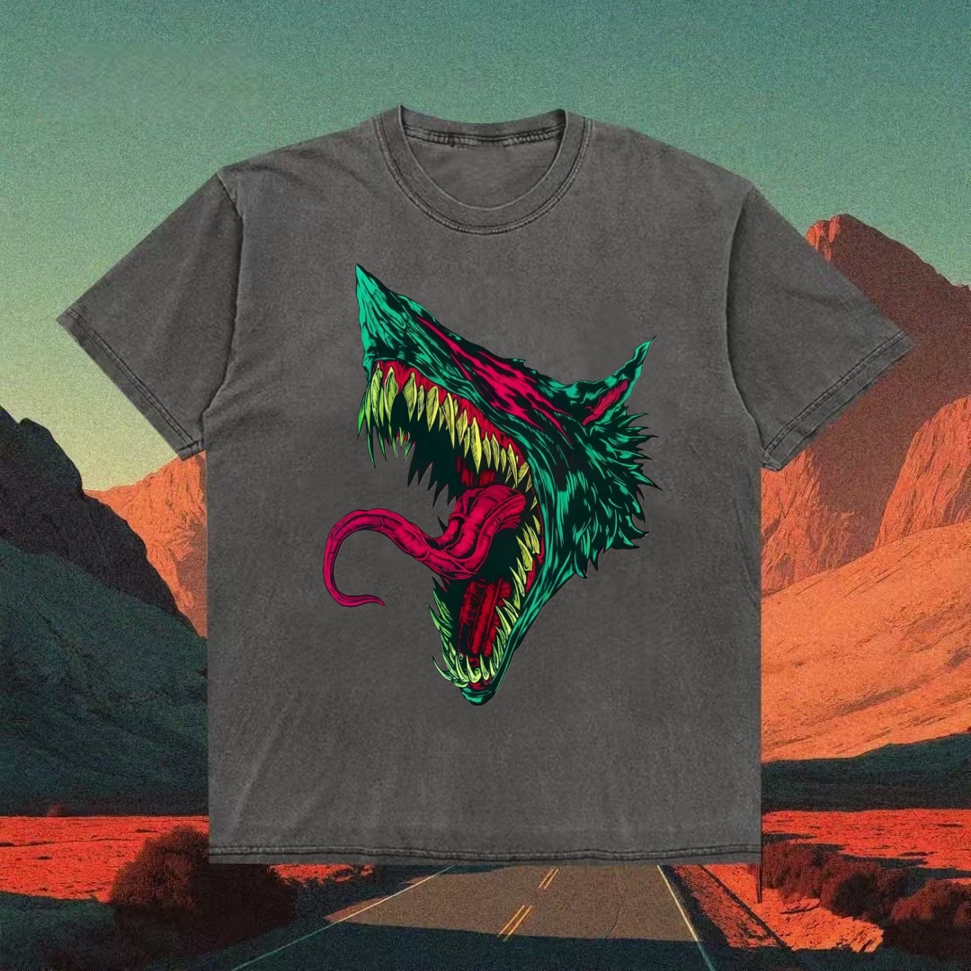 Monster Wolf Head Horror Graphic T-shirt