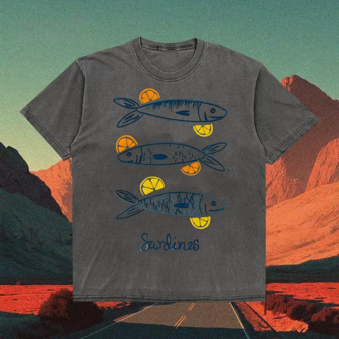 Sardines & Citrus Doodle Minimalist T-shirt