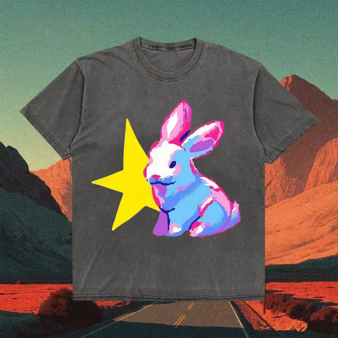 Pop Art Bunny With Yellow Star T-shirt