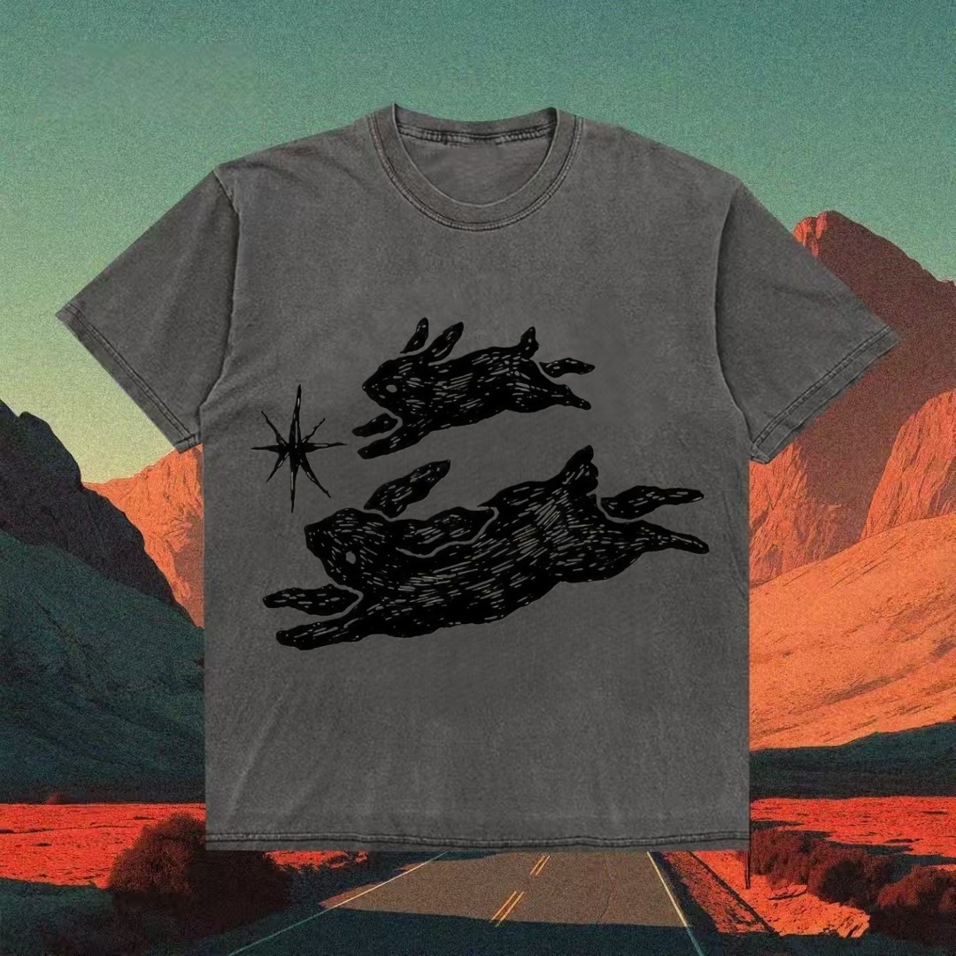 Minimalist Sketch Running Bunnies T-shirt