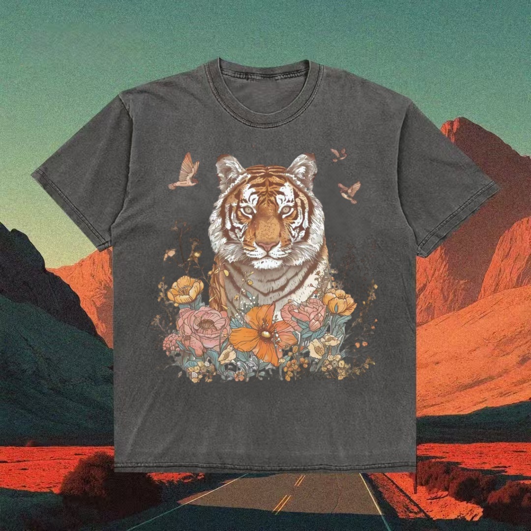 Floral Tiger Vintage Botanical T-shirt
