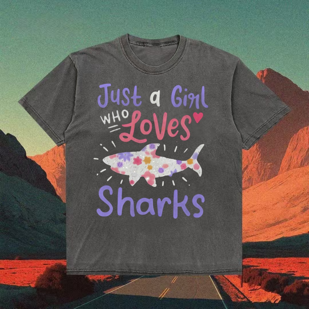"Just A Girl Who Loves Sharks" Graphic T-shirt
