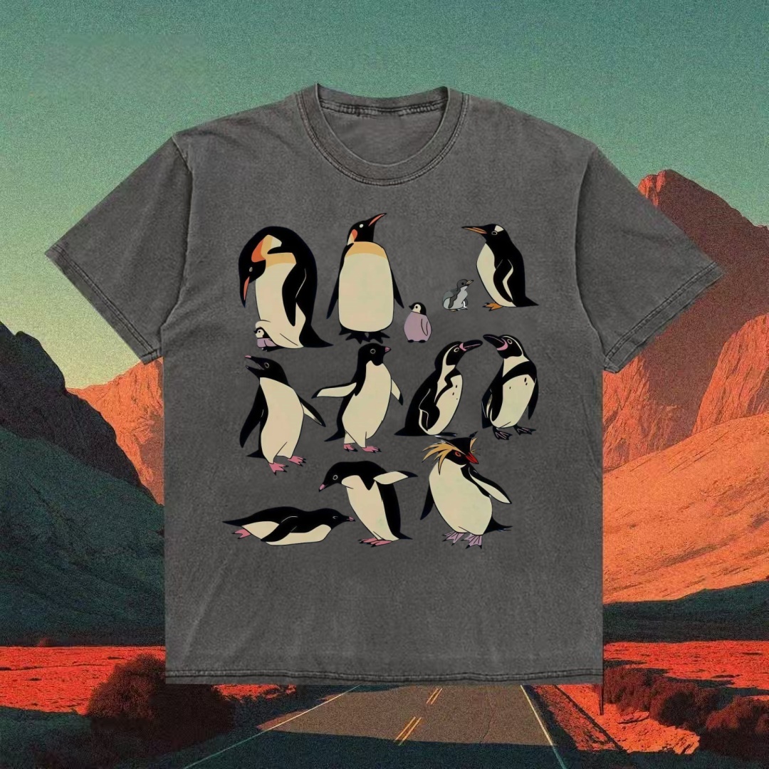 Penguin Species Illustrated Graphic T-shirt