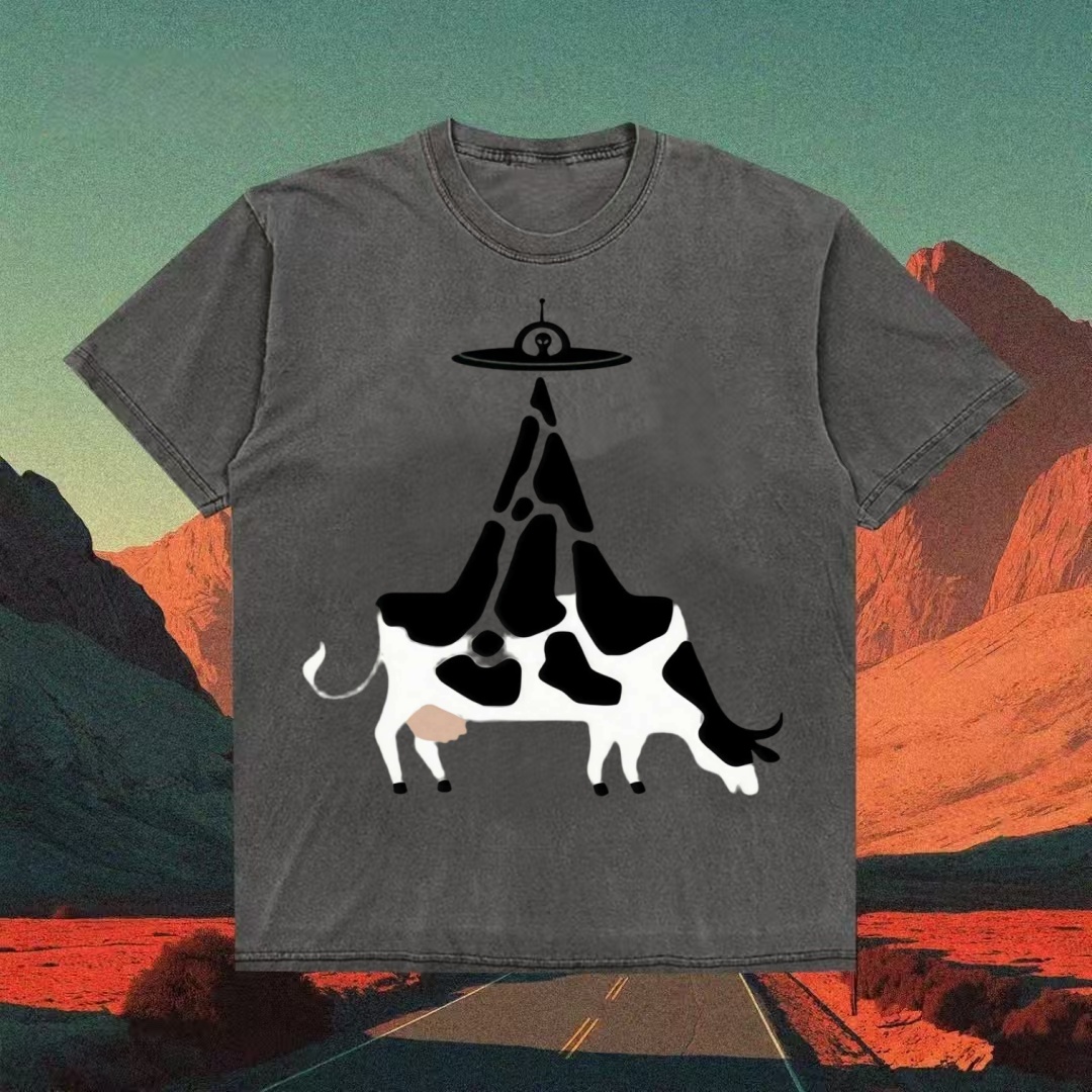 UFO Cow Abduction Funny Meme T-shirt