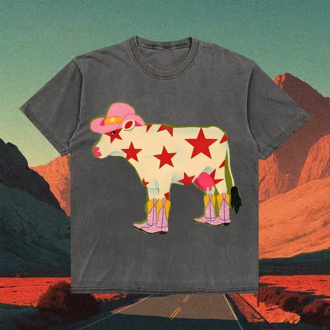 Cowboy Cow With Stars & Boots T-shirt
