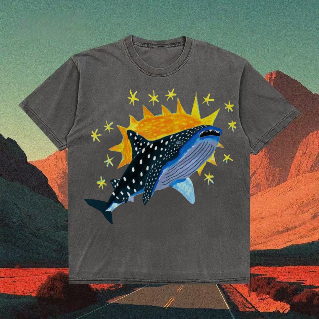 Whale Shark & Sun Cosmic Art T-shirt