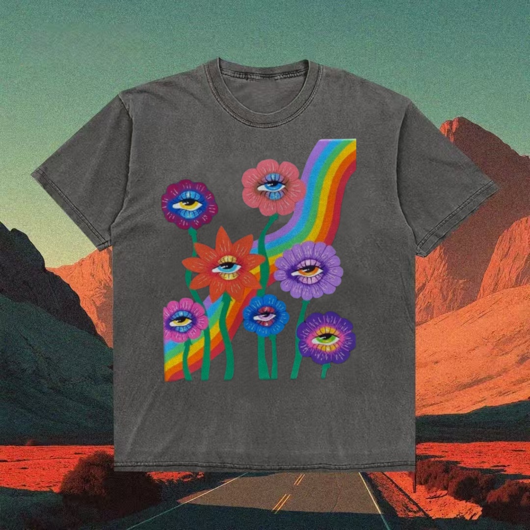 Rainbow Eye-Flower Psychedelic T-shirt