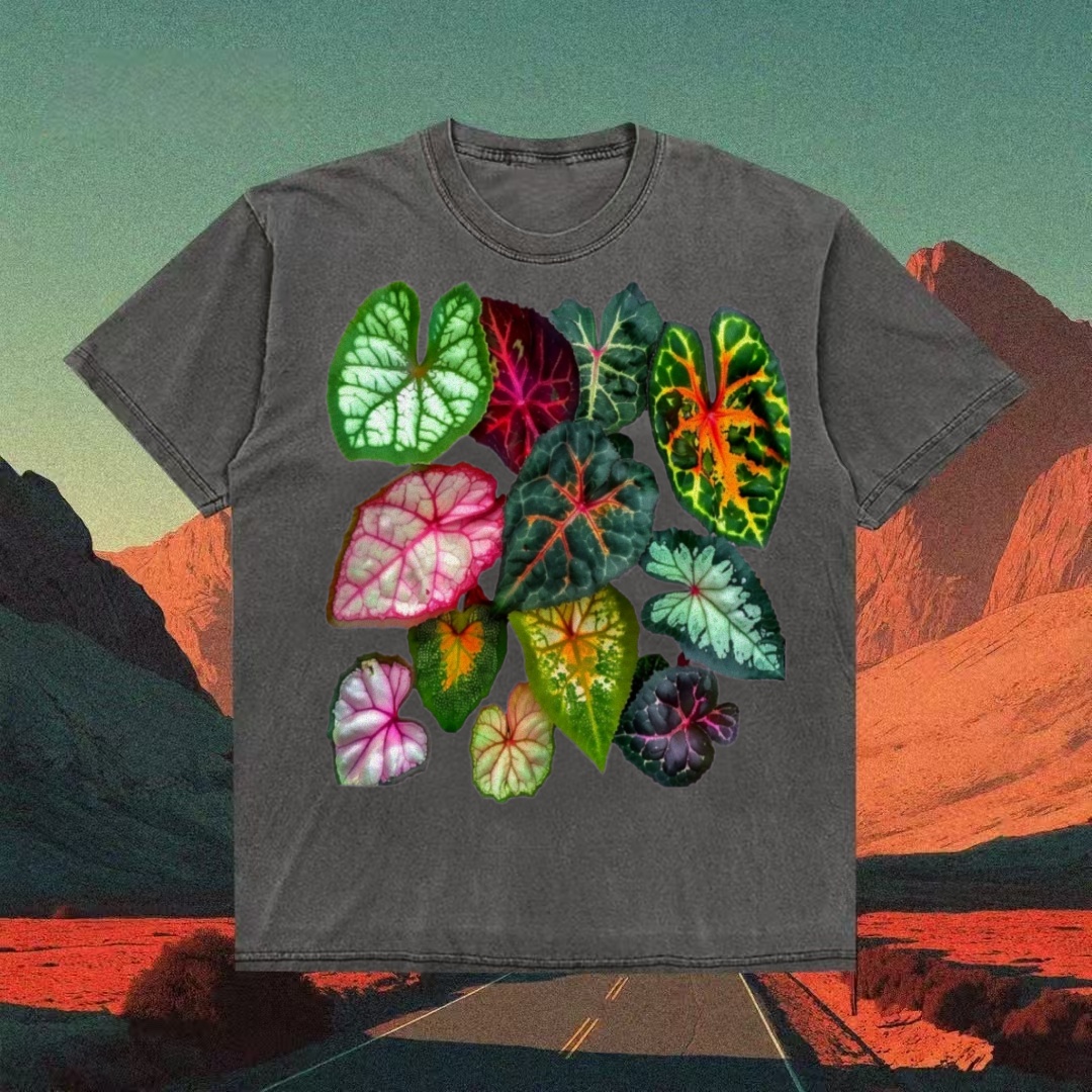 Caladium Leaf Botanical Collage T-shirt