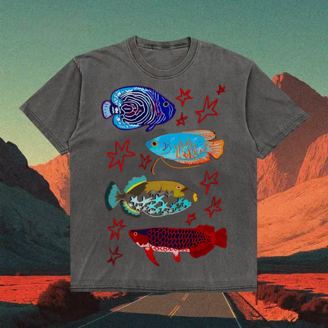 Tropical Fish & Star Graphic T-shirt