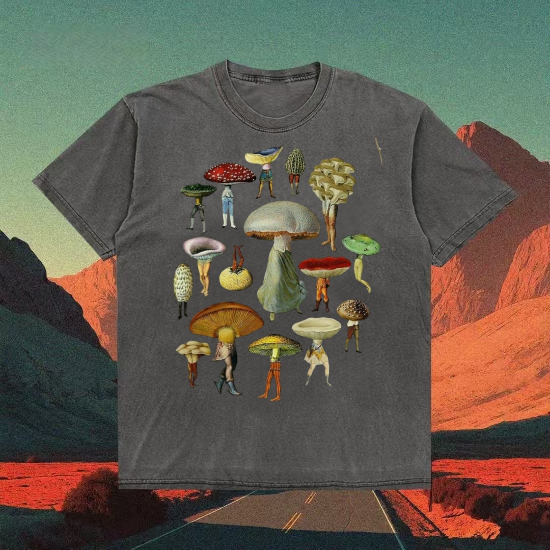 Mushroom People Surreal Art T-shirt