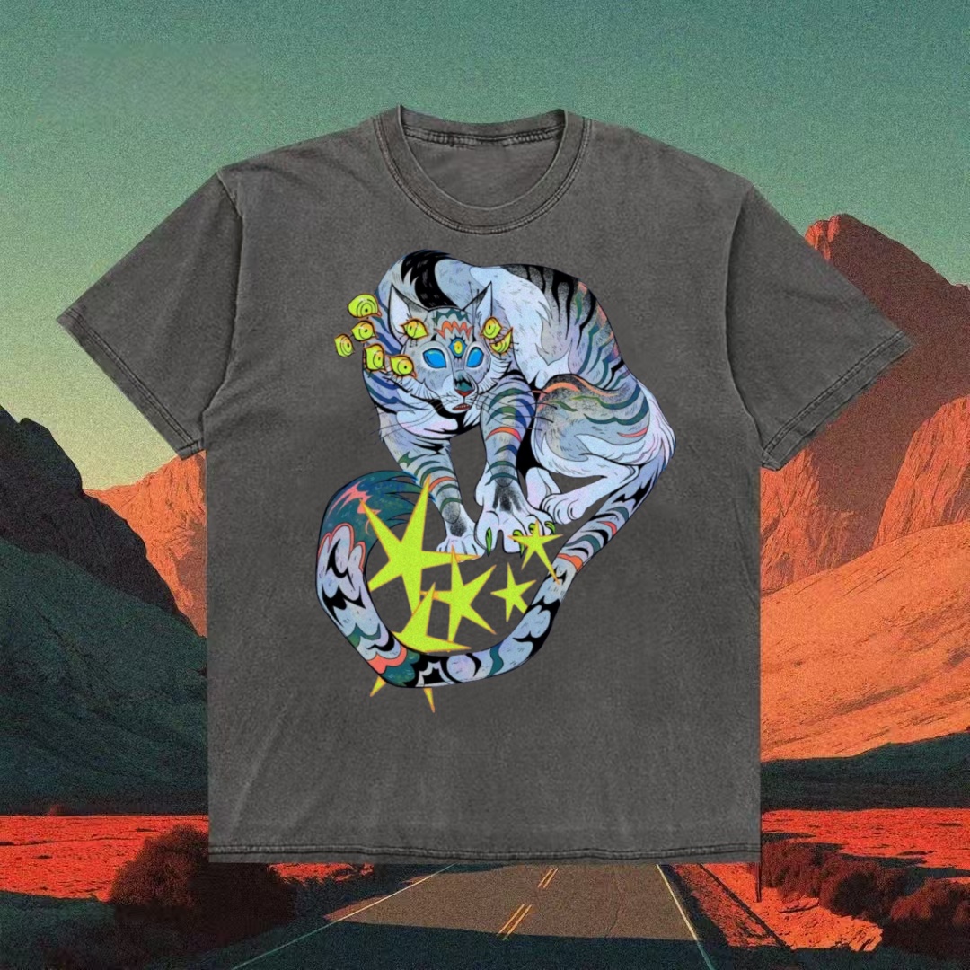 Multi-Eyed Cosmic Cat Psychedelic T-shirt