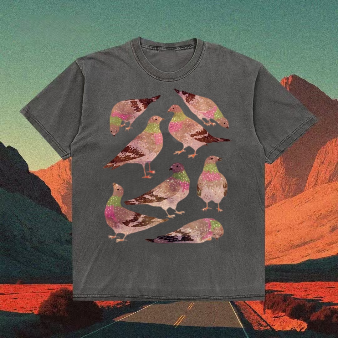Pastel Pigeons Watercolor Art T-shirt