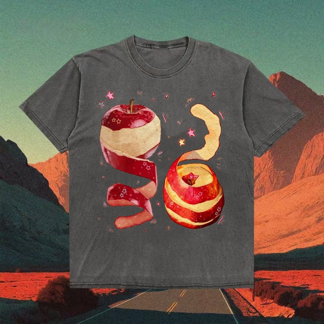 Apple Peel Snake Surreal Art T-shirt