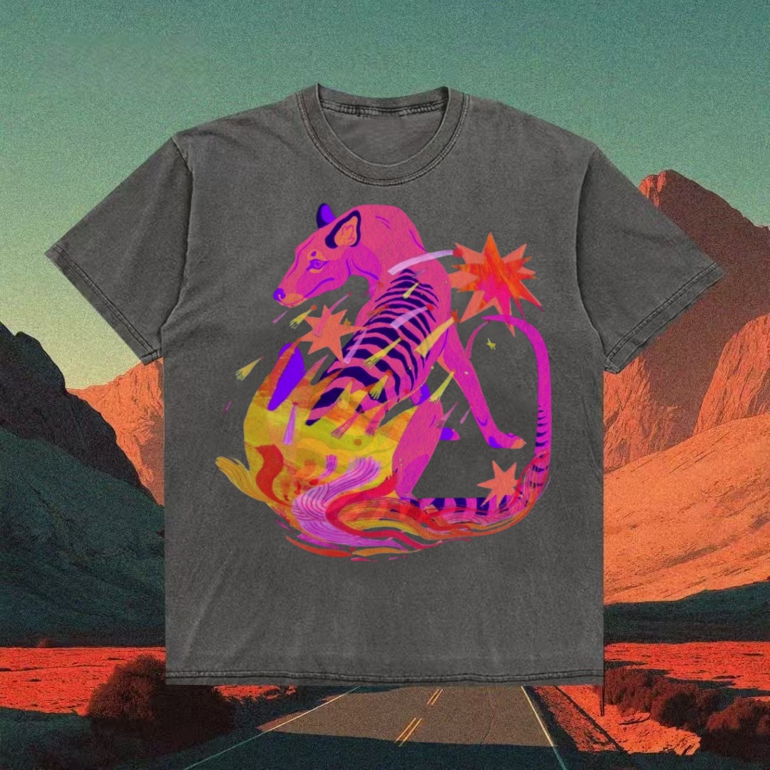 Psychedelic Pink Tiger Art T-shirt