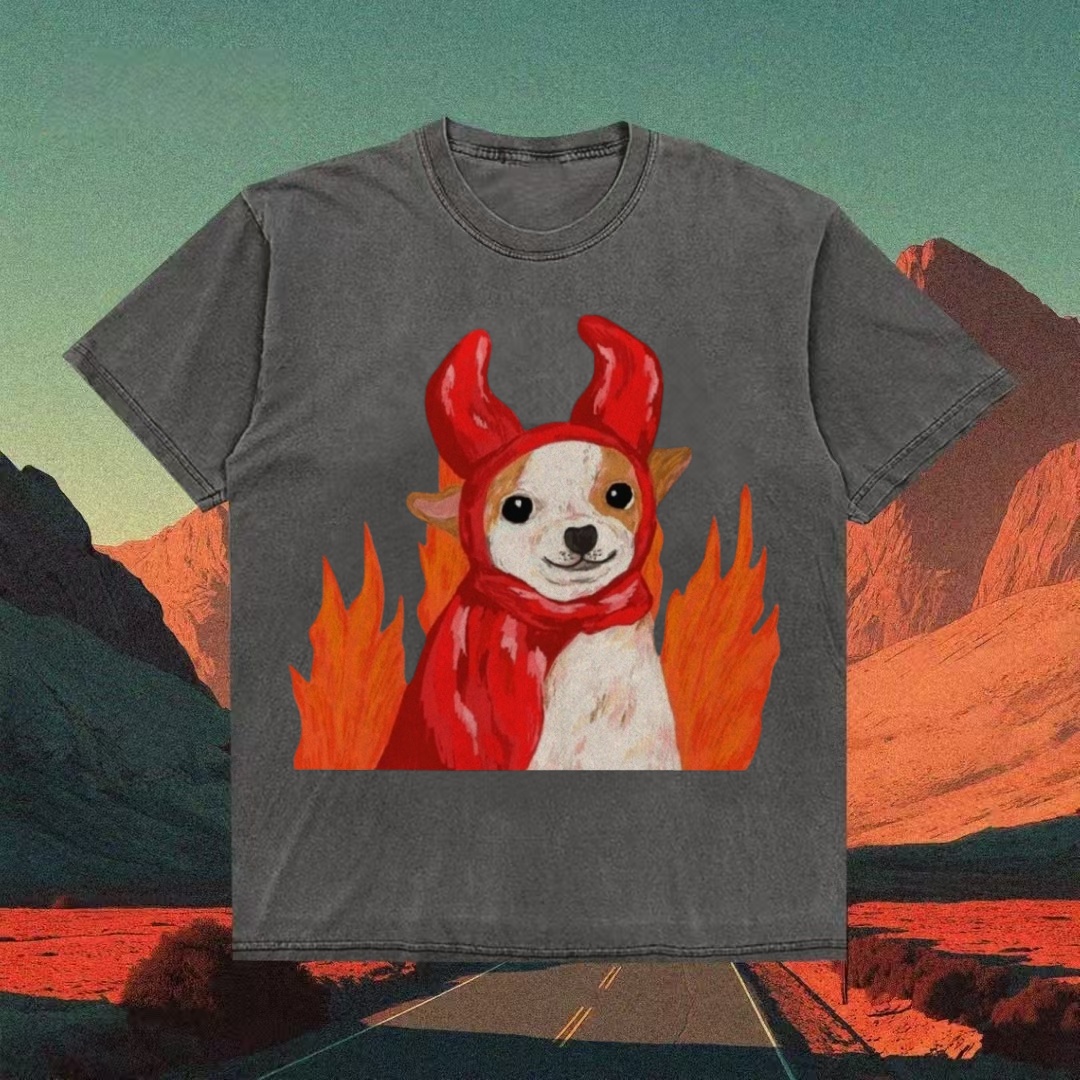 Devil Chihuahua With Flames T-shirt