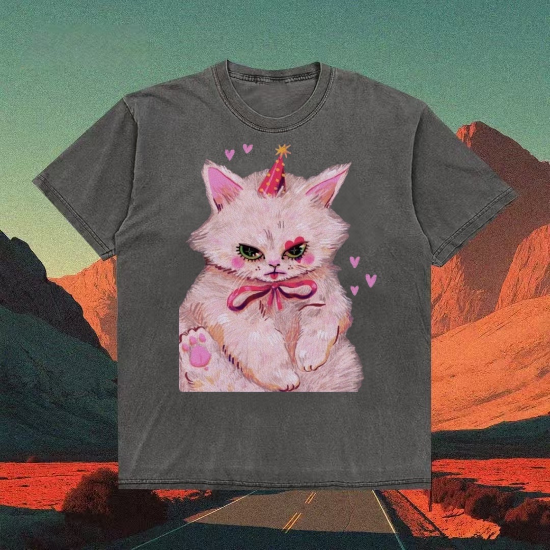 Birthday Party Kitten Cute Art T-shirt