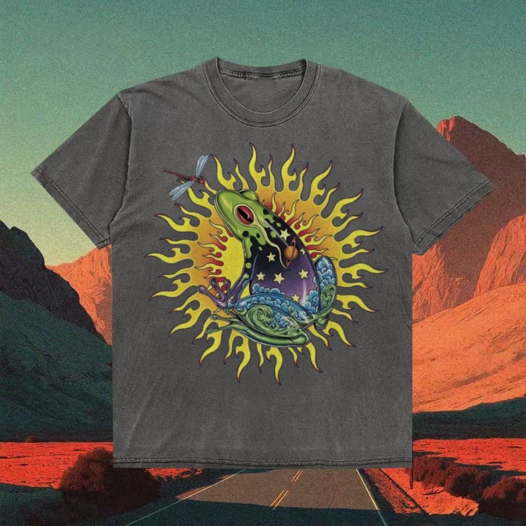 Cosmic Frog With Sun & Dragonfly T-shirt