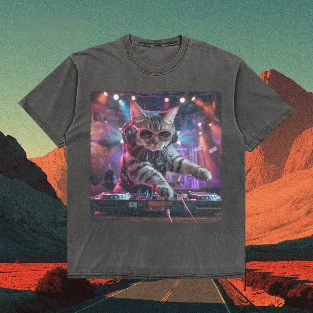 DJ Cat Party Meme T-shirt