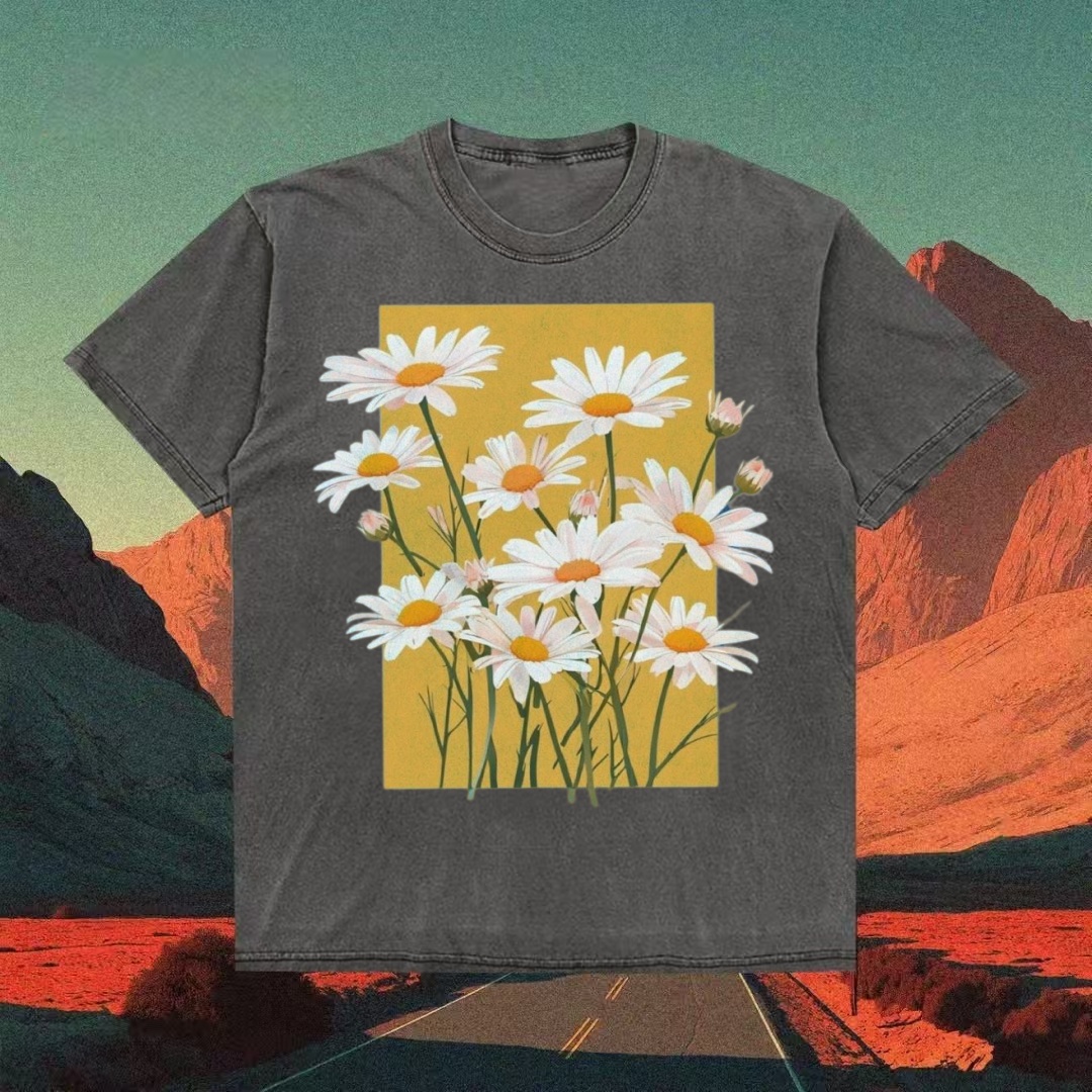 Daisy Flowers on Yellow Background T-shirt