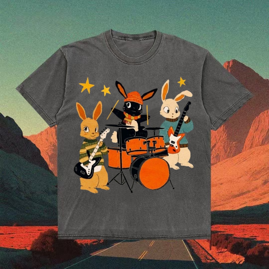 Rabbit Rock Band Graphic T-shirt