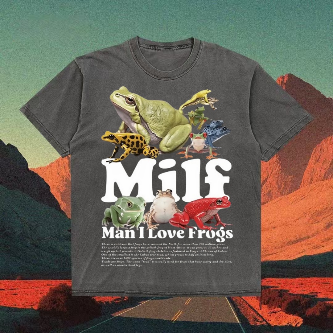 "MILF: Man I Love Frogs" Frog Collage T-shirt