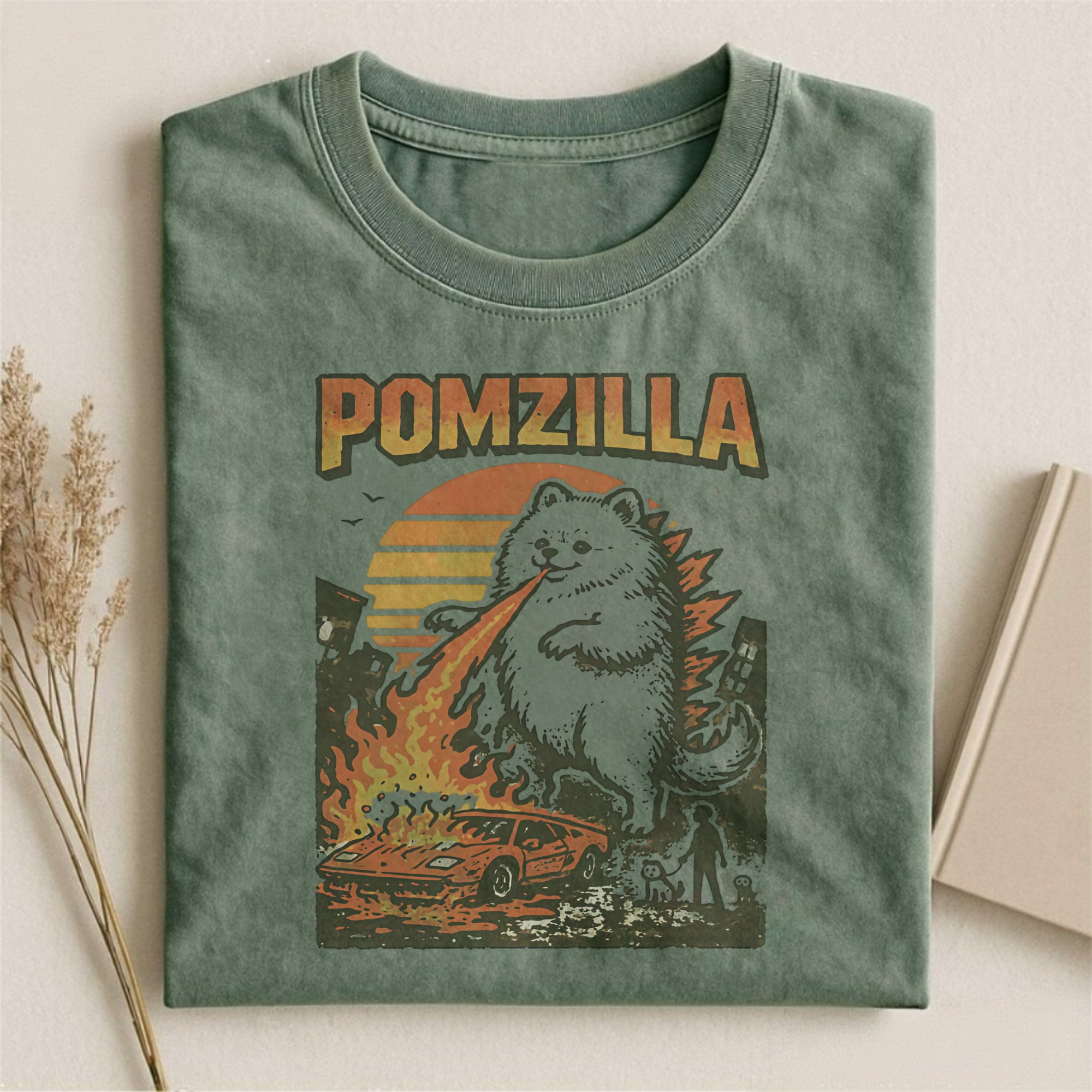 Funny Pomeranian Godzilla T-shirt
