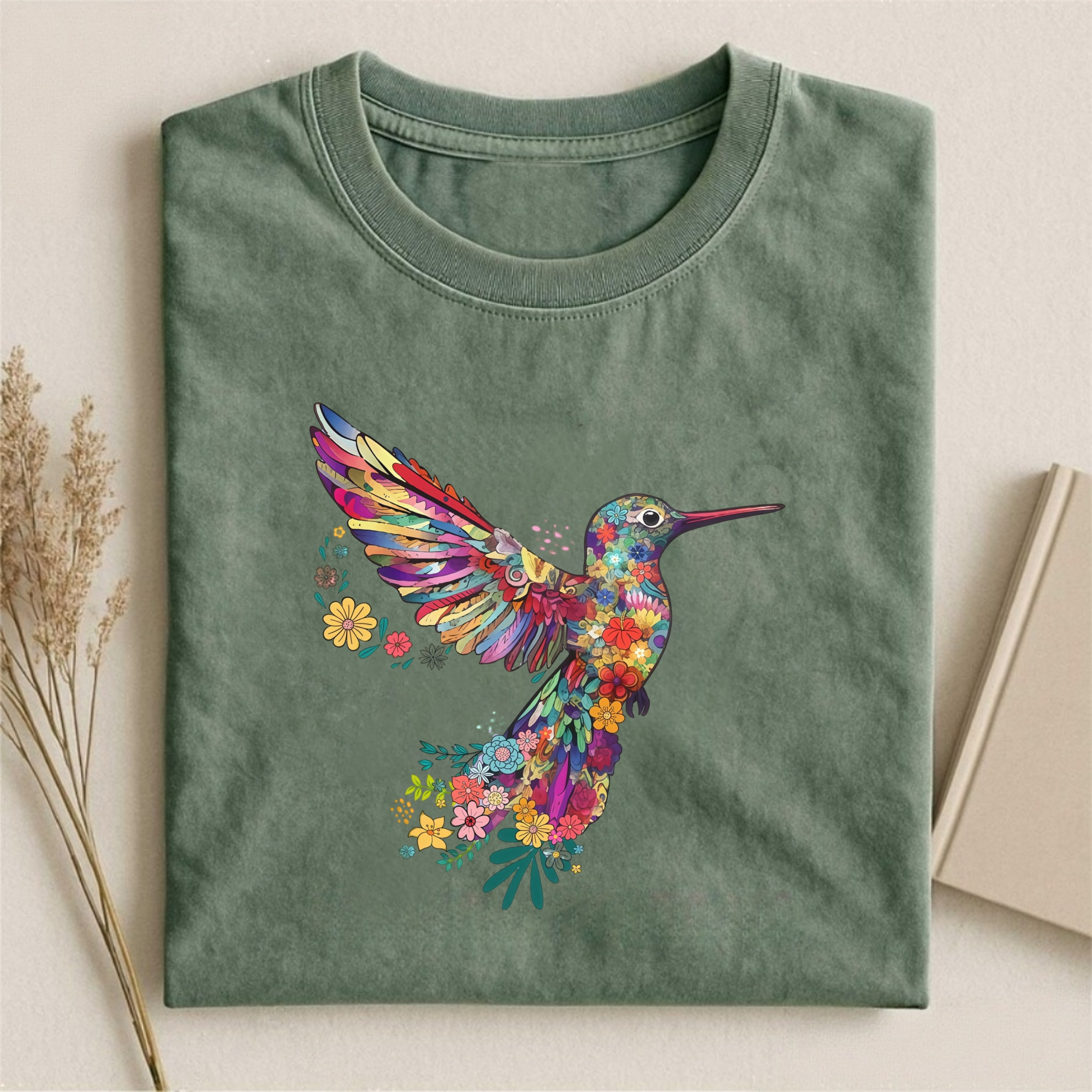 Floral Hummingbird T-shirt