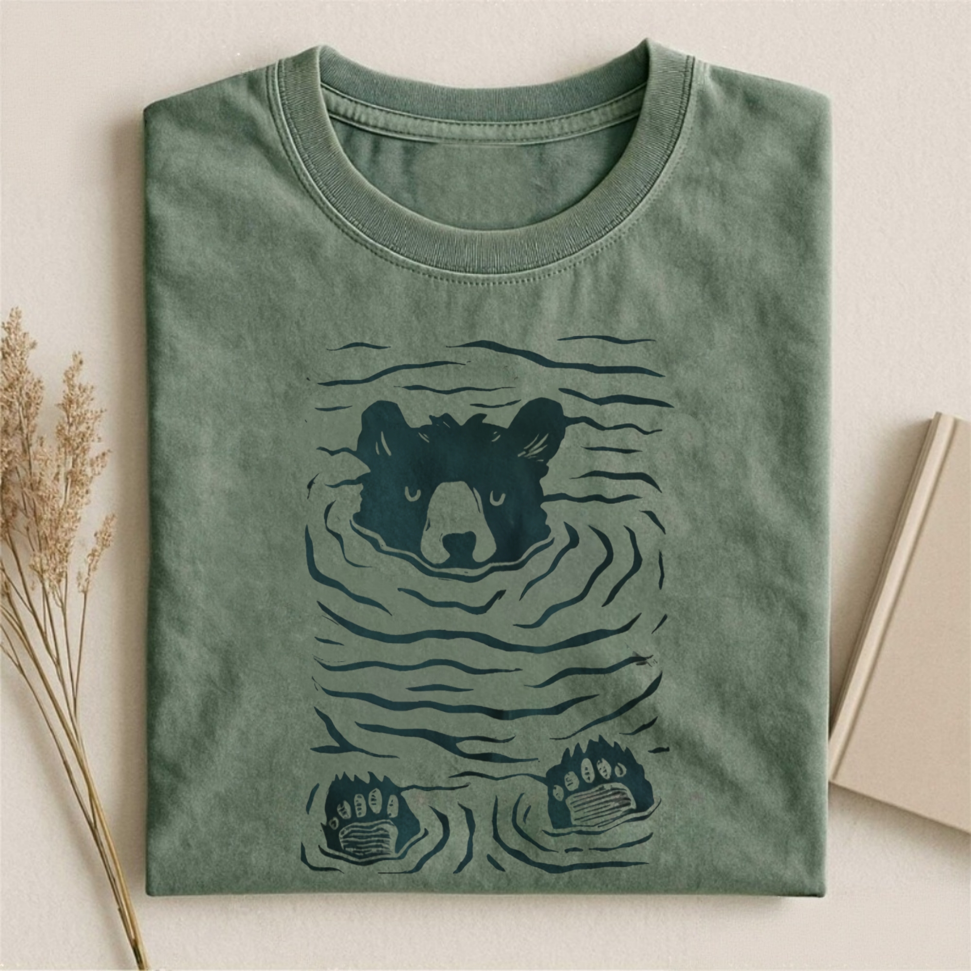 Minimalist Linocut Bear T-shirt