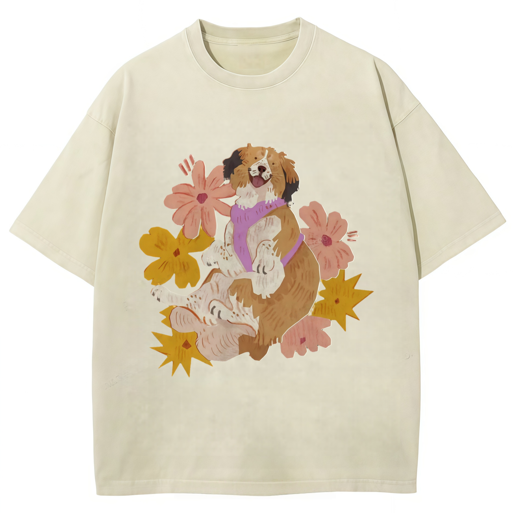 The Dog Surrounded By Flowers T-shirt