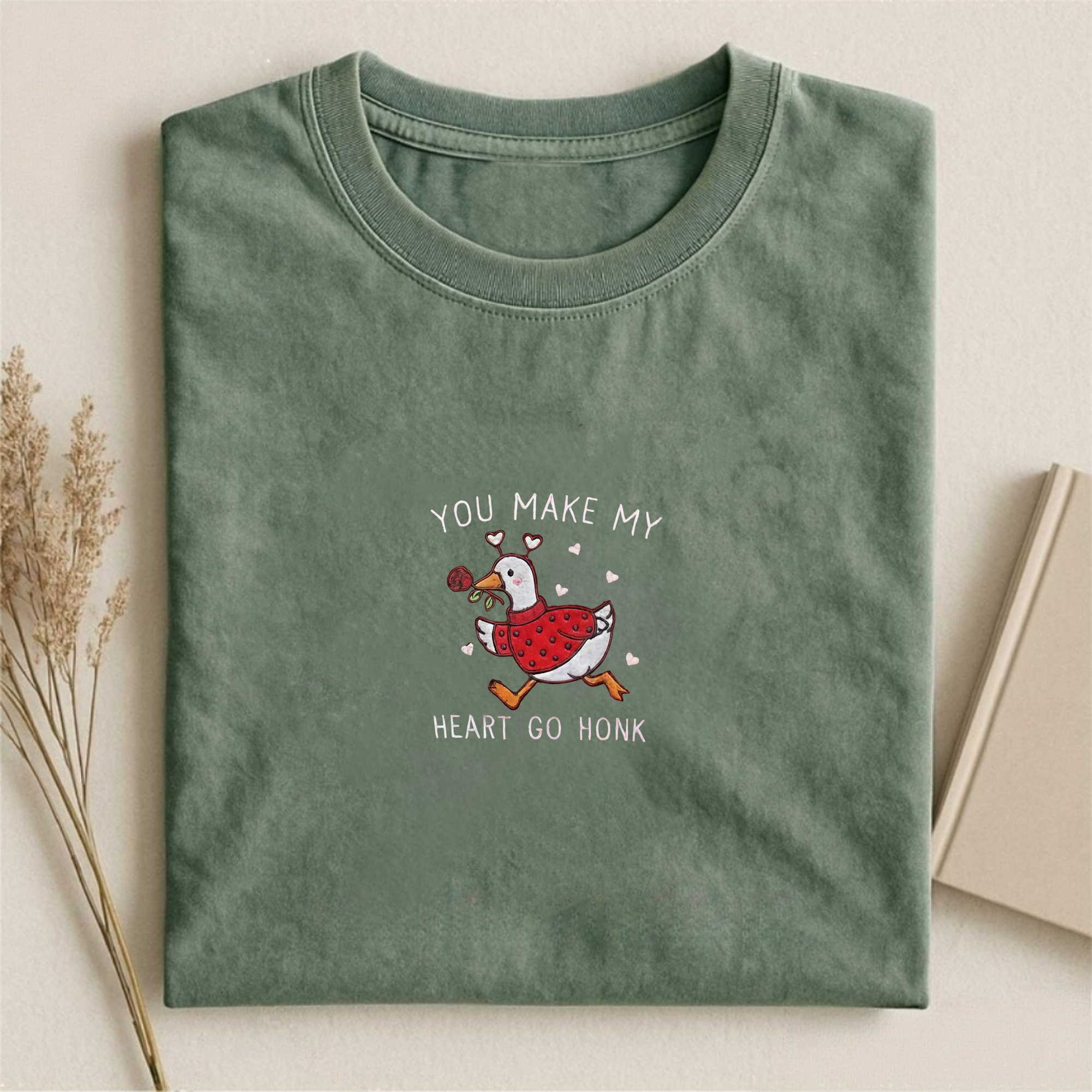 Embroidered Valentine Goose T-shirt