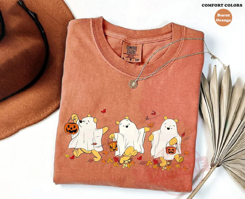 Halloween Retro Pooh Ghost Comfort T-Shirt-Lulueye