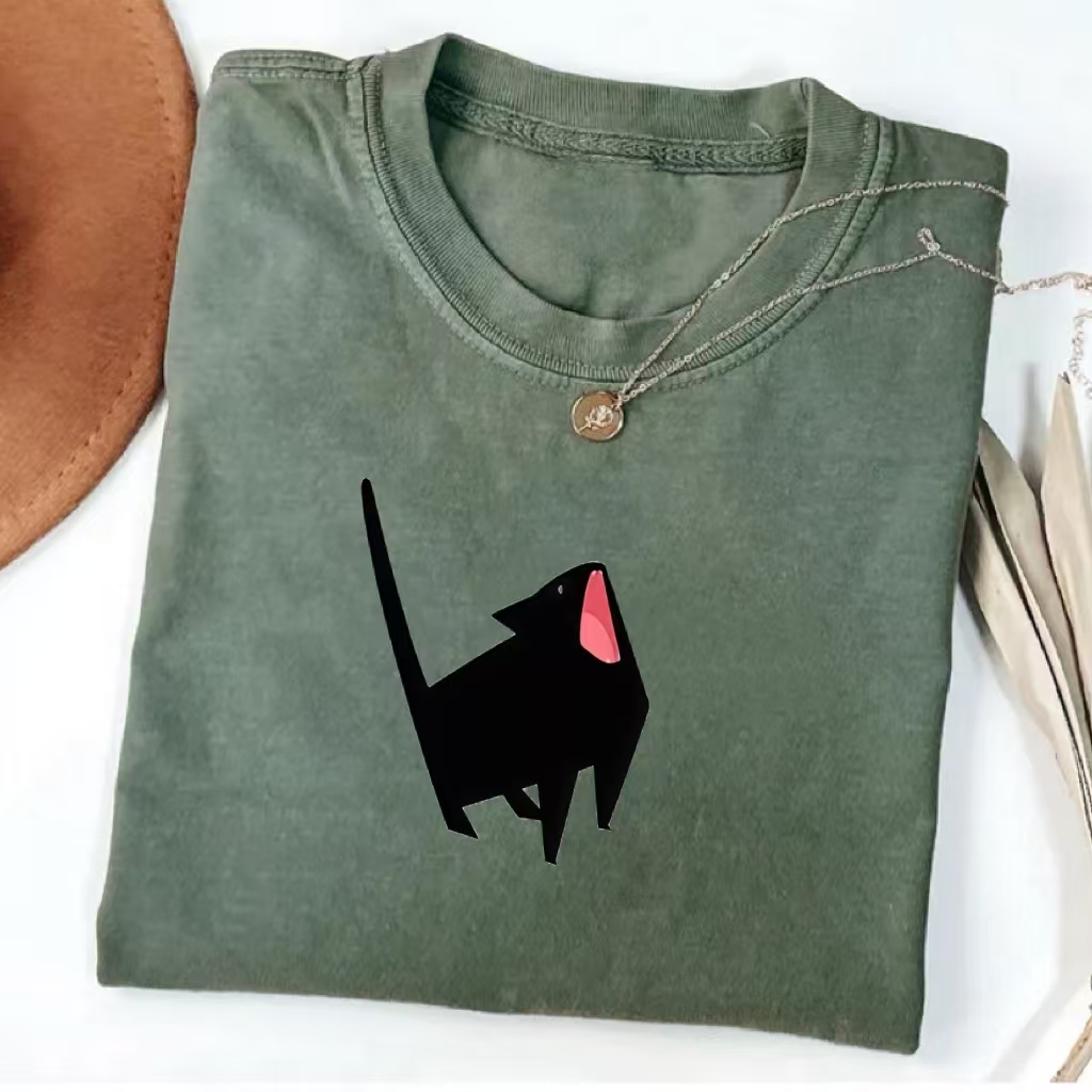 Origami Black Cat Minimalist T-shirt