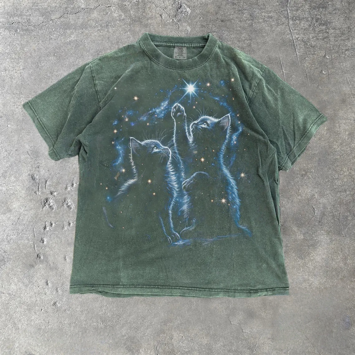 Two Cats Playing Galaxy Vintage Graphic T-Shirt