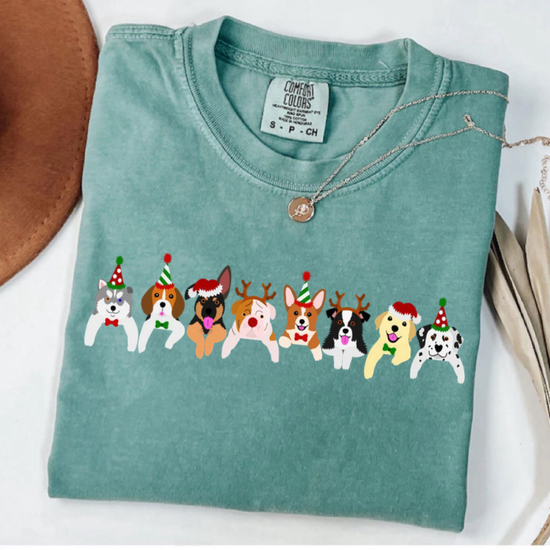 Comfort Color Puppy Love Christmas T-shirt