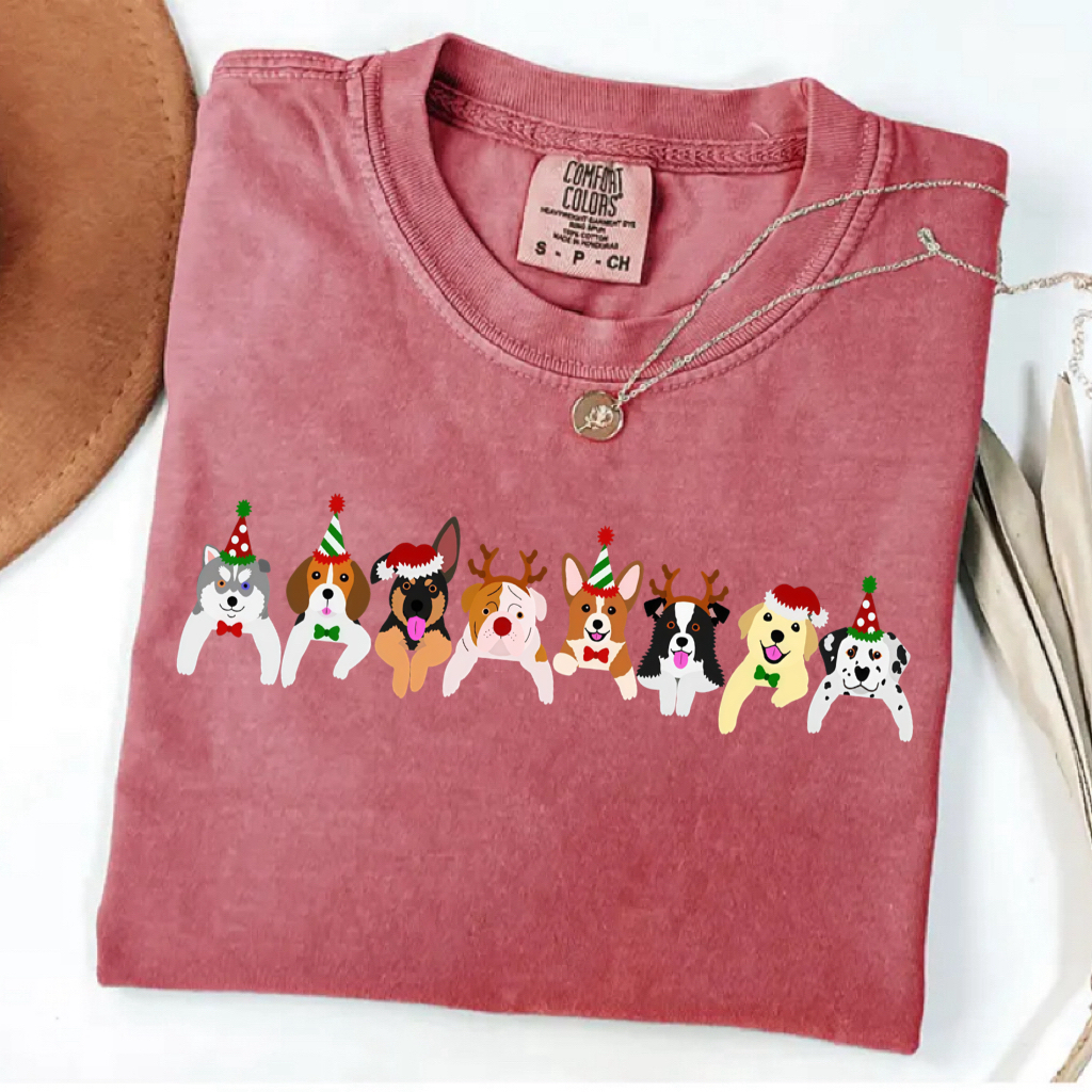 Comfort Color Puppy Love Christmas T-shirt