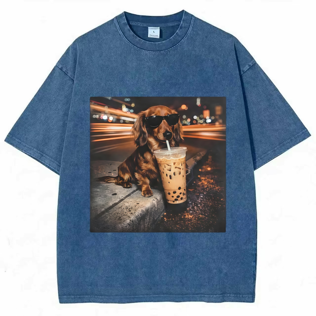 Funny Dachshund Drinking Iced Coffee T-Shirt