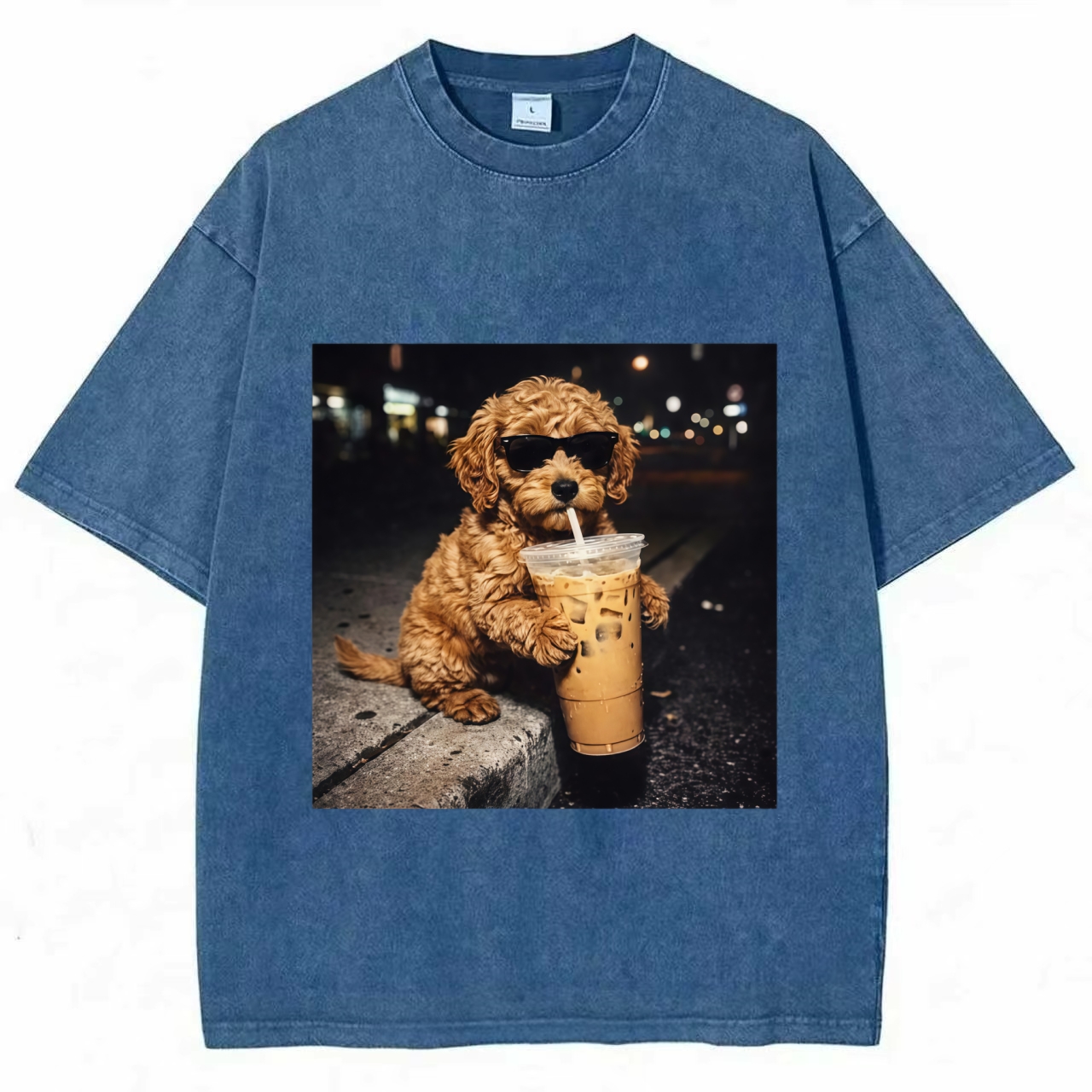 Funny Goldendoodle Drinking Iced Coffee T-Shirt