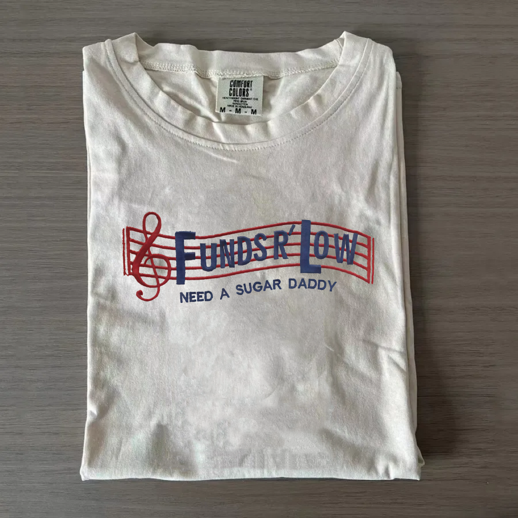 Humorous ‘Funds R’ Low’ Graphic Tee