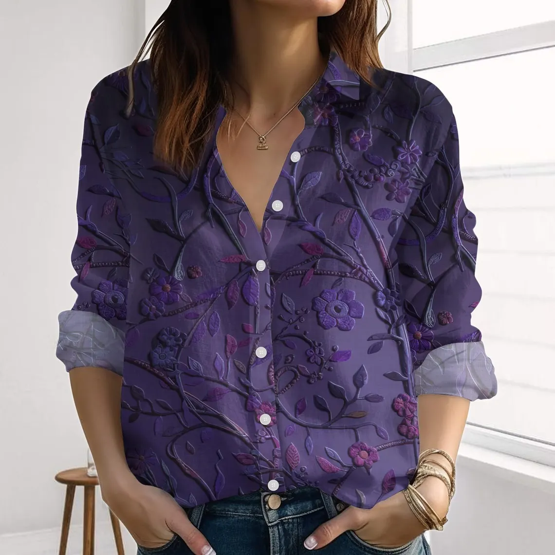 Retro Floral Flower Blouse Shirt