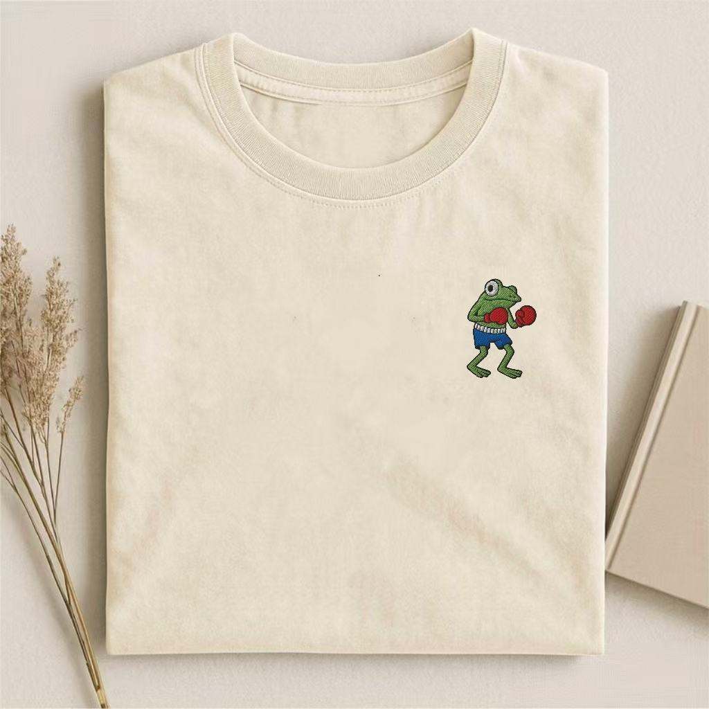 Boxing Frog Embroidered T-shirt