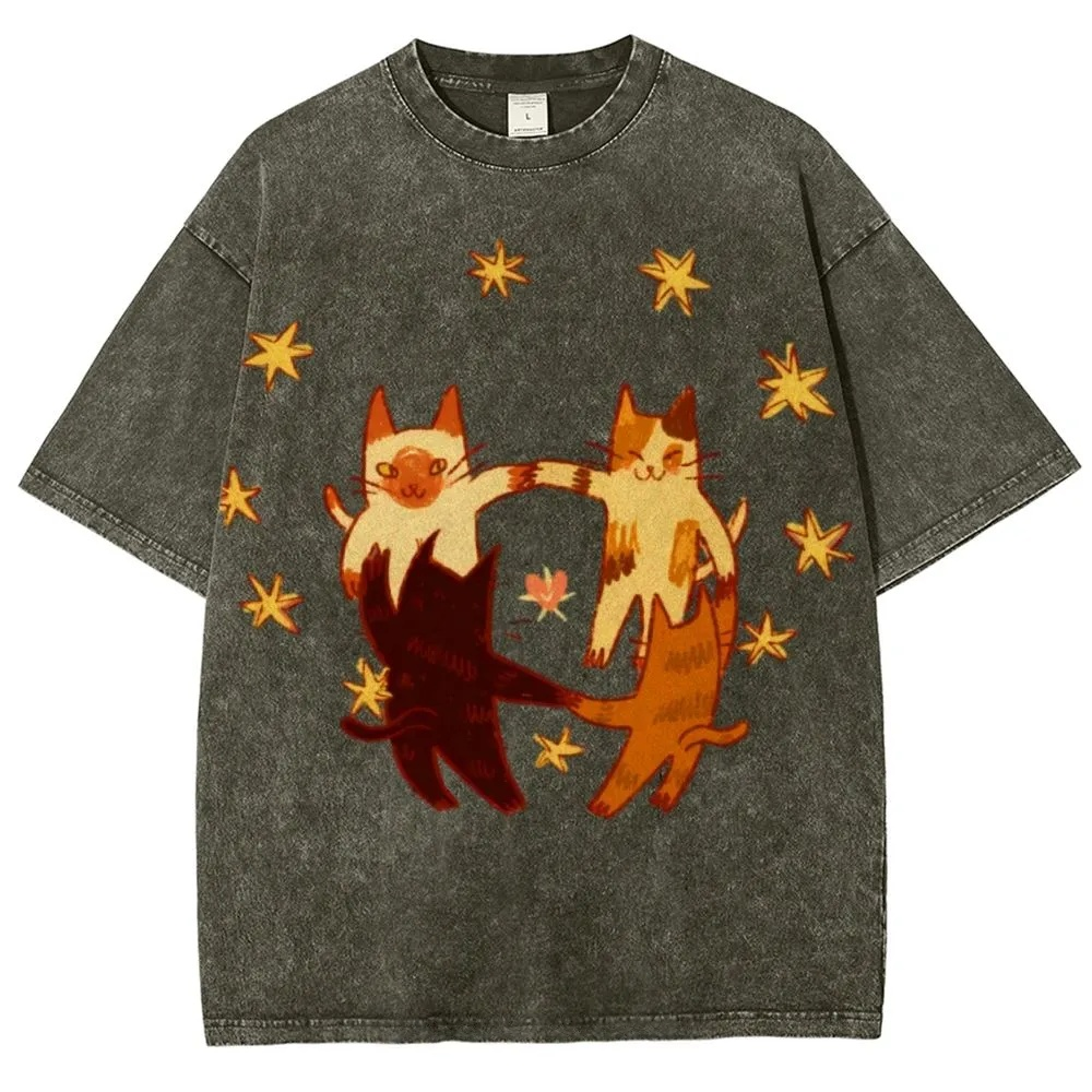 Circle Cats Washed T-Shirt