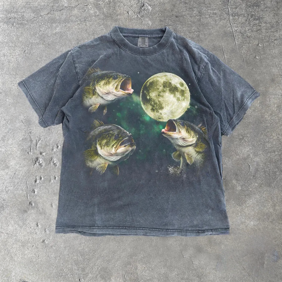 Bass Fishing Moon Vintage Style T-Shirt