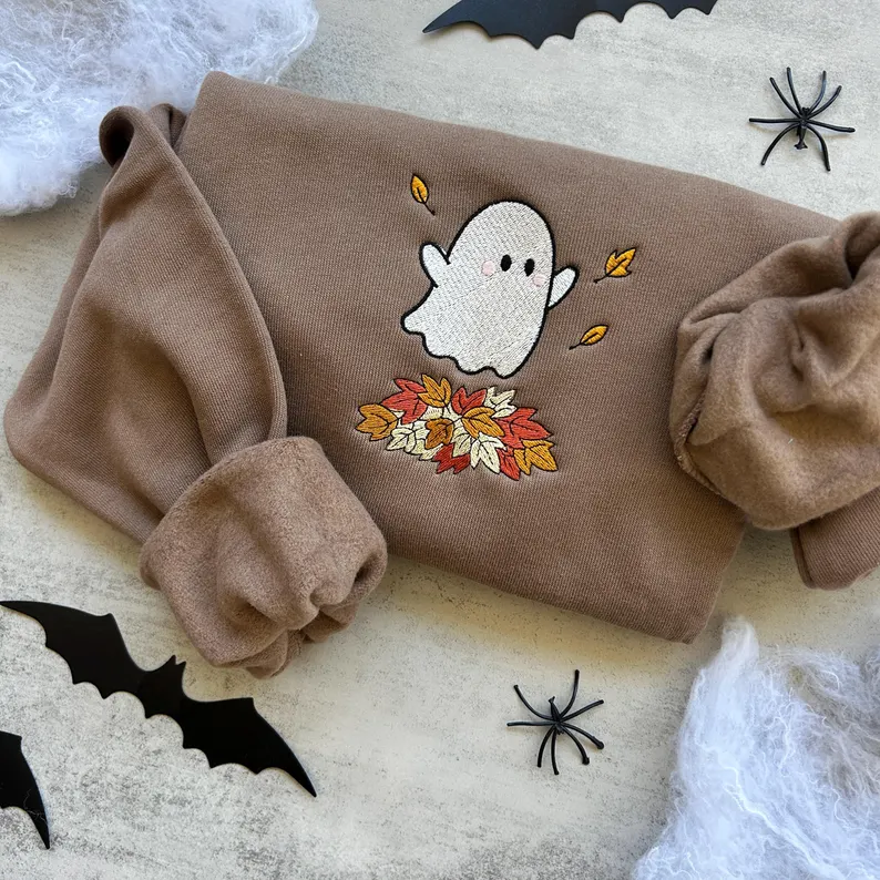 Embroidered Fall Ghost Sweatshirt
